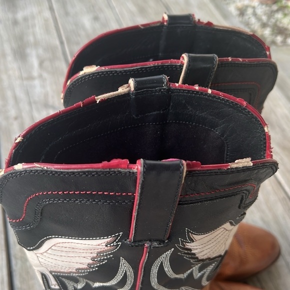 Sam Edelman Sheldon Cowboy Boots Black & Whiskey Leather Women’s 9 Western Style - Picture 4 of 16